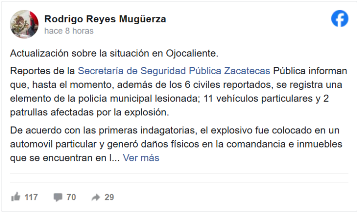 automóvil con un artefacto explosivo fue colocado frente a la
